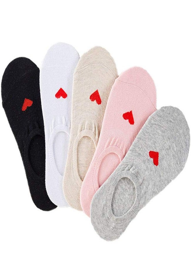 MRYUWB 5 to 10 Pairs Kids Skin-friendly No Show Socks, Cute Low Anti-slip Soft Socks for Girls and Boys 6-15 Years ((Black,White,Gray,Beige,Pink) 5 Pairs) - Image 1